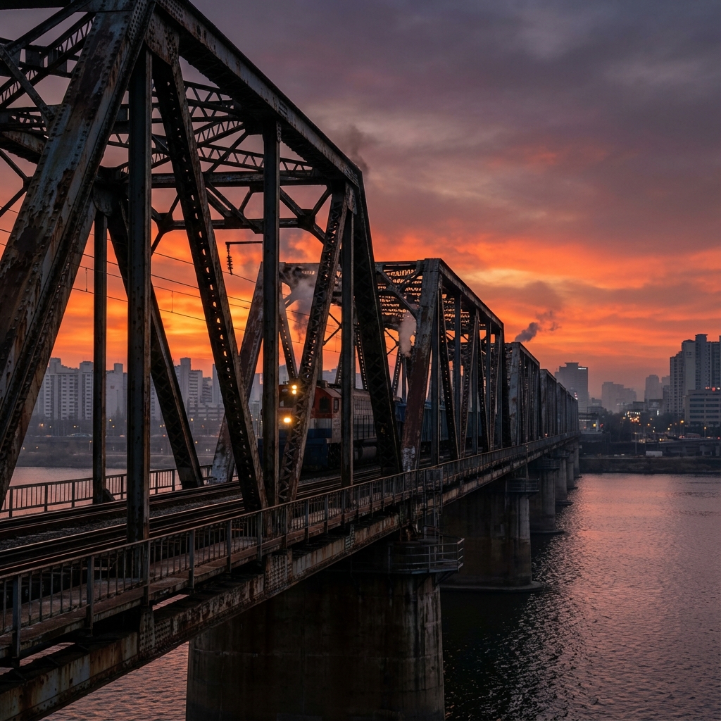 Cinematic Shot of Hangang Railway Bridge